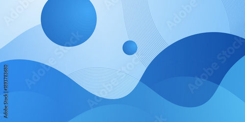 Abstract colorful blue wave shapes background. Simple and modern overlap fluid pattern element concept banner design.