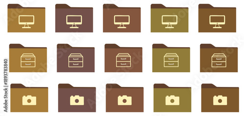 Digital Folder Icons: A grid of stylized digital folder icons, each distinctively marked with symbols of essential tools and functions, conveying efficient organization and access.