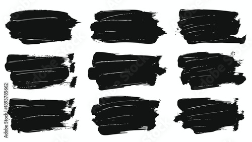 Black brush strokes on white background for design and artistic expression