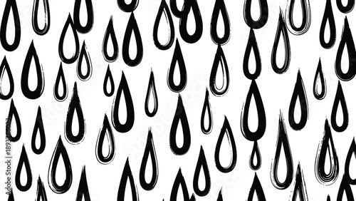 Black raindrop pattern on white background seamless design element for weather themes