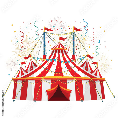 Vibrant Red and White Striped Circus Tent.