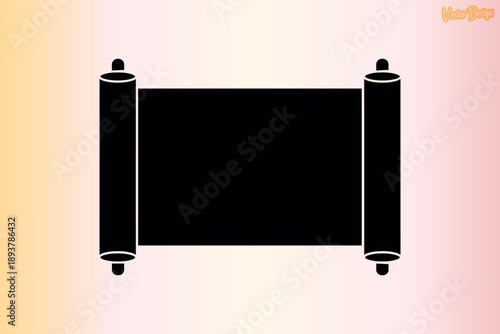Traditional Chinese Paper Scroll Frame Vector, Oriental Banner Border Outline, Ancient Asian Calligraphy Scroll Illustration,