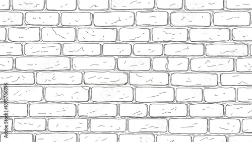 Gray brick wall texture with white bricks and black outlines seamless pattern background