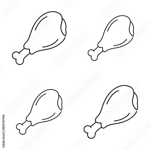 Four raw chicken drumsticks Vector
