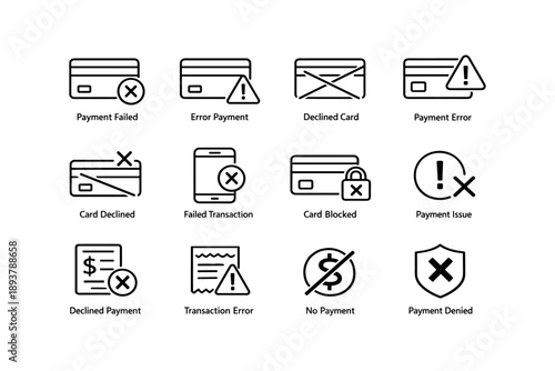Payment and transaction error icons collection
