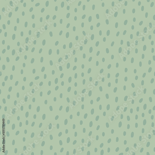 Soft jade green seamless pattern with hand drawn minimalist dots and texture. Scandinavian style organic background for nursery decor, fabric and eco-friendly branding.