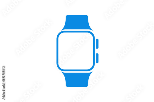 A blue smartwatch icon with a minimalist design on a white background