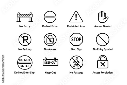 No entry and restriction symbols collection