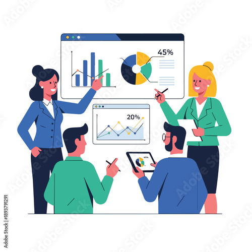 Business Professionals Analyzing Data on Charts.