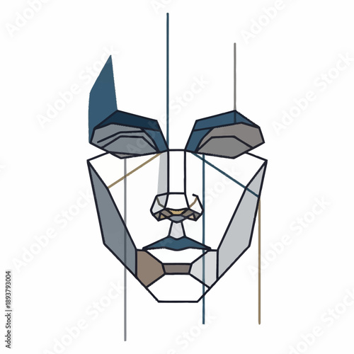 Geometric Abstract Face Construction Art.