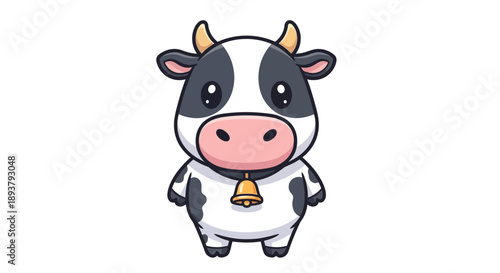 Cute Cartoon Cow Character Illustration Isolated on White Background