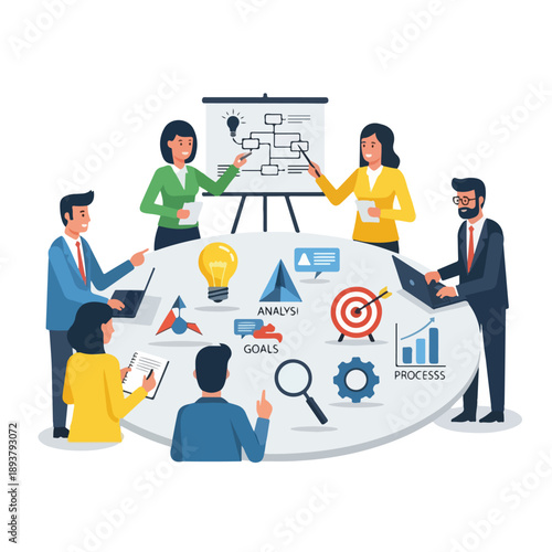 Business Team Discussing Project Strategy Together.