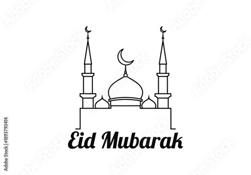 Celebrating eid mubarak with mosque symbol Vector