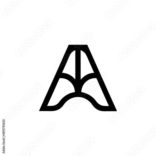 Letter A in tech concept with Geometric Design and Reflection