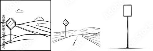 A solitary signpost in the vast expanse of a barren landscape