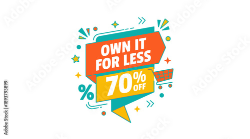 70% Off Sales Promotion, Online Store, Graphic Design, Colorful