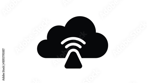 A dark cloud with a wireless signal a striking digital silhouette