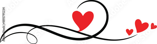 Ornamental heart divider with elegant black swirls for invitation.