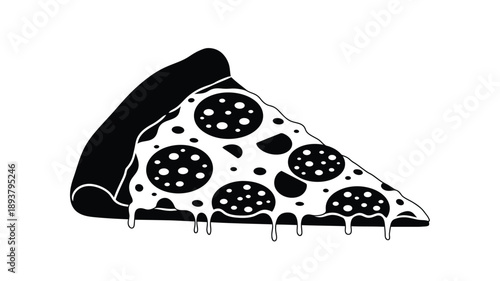 A delicious slice of pepperoni pizza a striking black silhouette