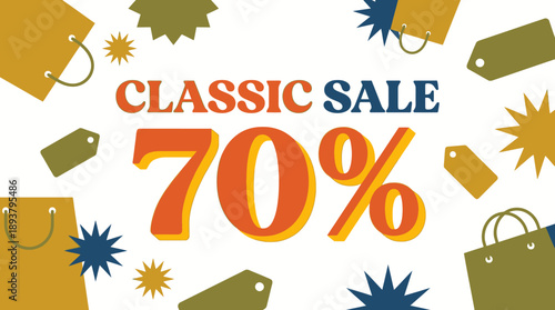 70% Off Shopping Discounts, Graphic Design, Festive Vibe