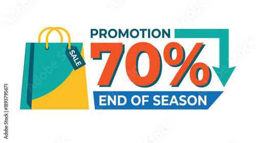 End of Season Sale Promotion, Shopping Discounts, Online Store, Graphic Design, Colorful, Vibrant, Eye-catching