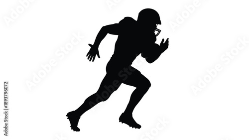 American football player in action running with the ball silhouette