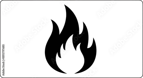 A black flame icon symbolizing flammability and fire hazard on a white background