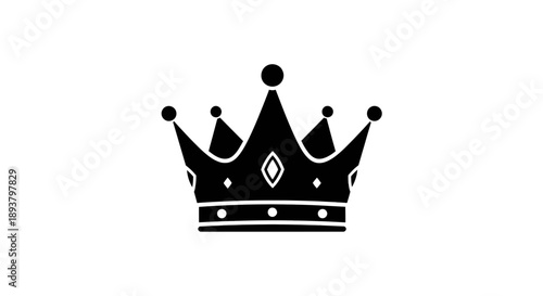 A minimalist black crown icon illustration isolated on a white background, symbolizing royalty and authority