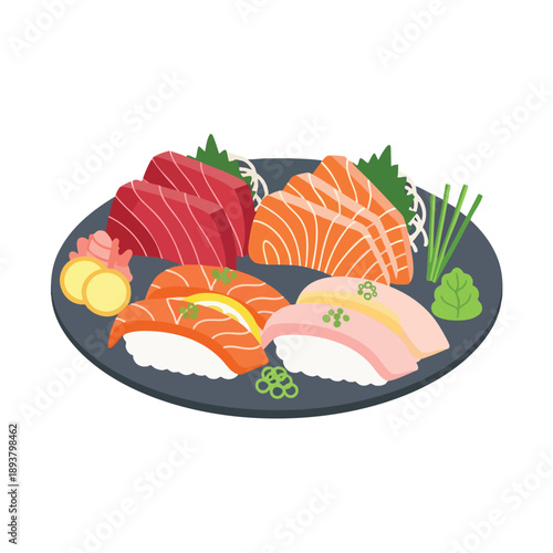 Sushi and Sashimi on a Plate