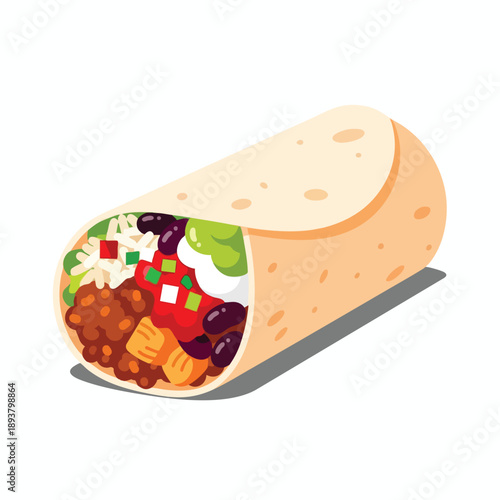 Delicious Burrito with Fresh Ingredients