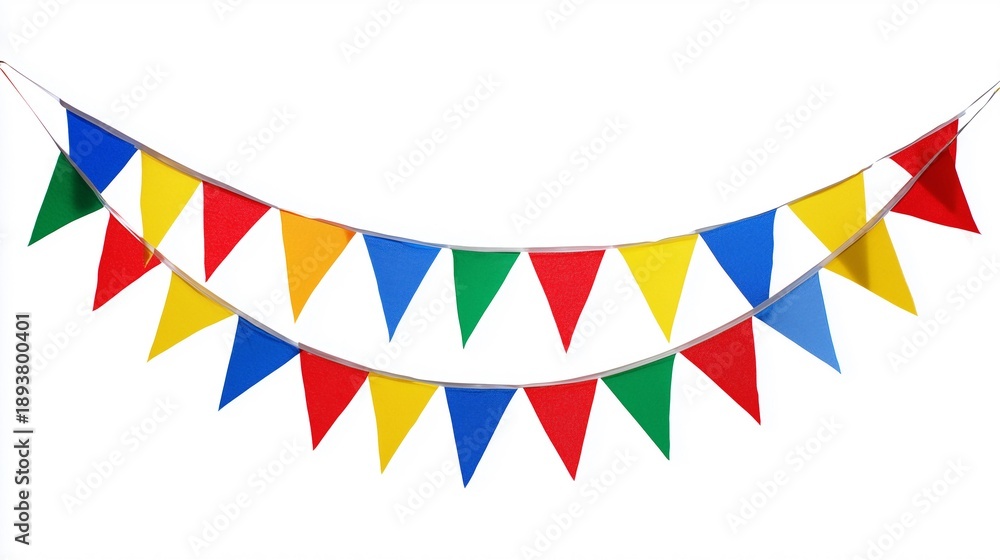 Obraz premium Colorful bunting banners for festival,carnival,party,white background with clipping path,PNG.