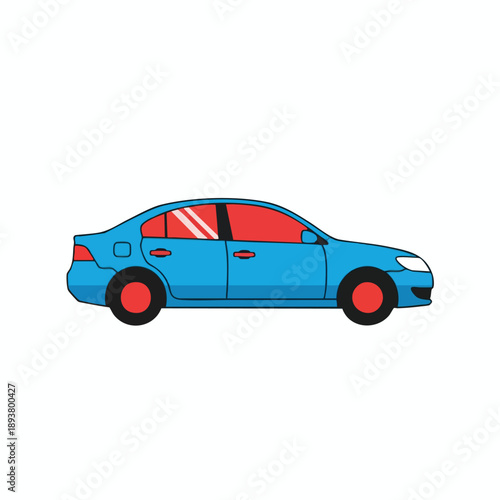 Illustration of a blue sedan car