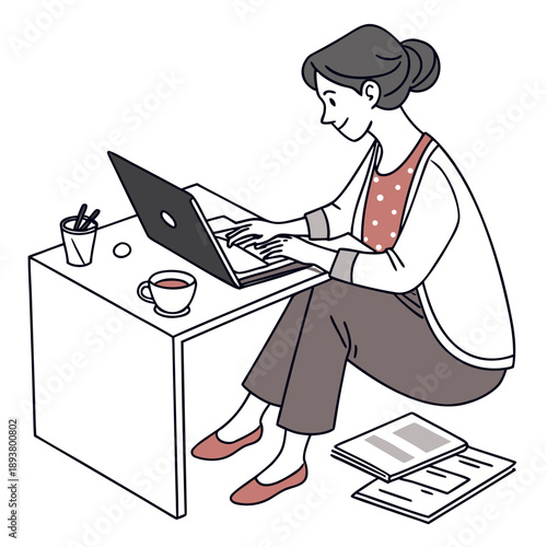 Woman working on laptop
