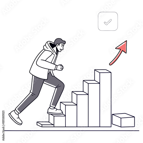 Person climbing steps to success