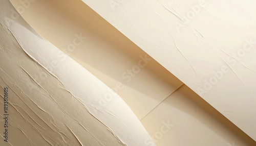 Minimalist Flat Lay with Geometric Paper Shapes and Dried Flowers