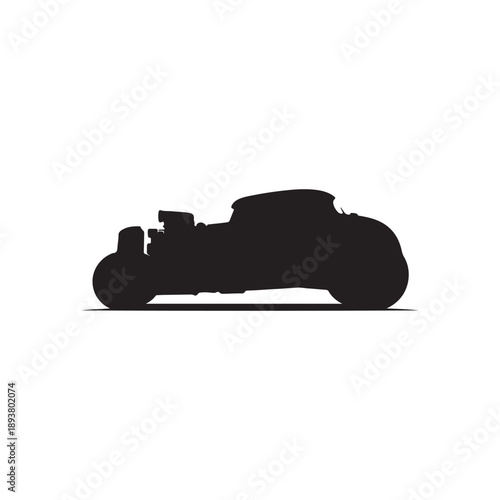 Old hot rod silhouette vector flat illustration design on white background