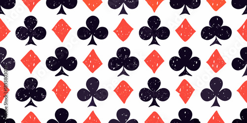 Playing card suits pattern clubs and diamonds on white background