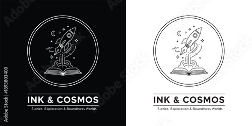 Rocket Fountain Pen Launching from Book for Creative Writing and Space Exploration