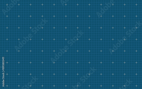 Blueprint grid background with precise registration marks for technical drafting. Blue lined military technical monitor. Technical industrial wallpaper symbol. vector illustration.