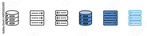 Database icon set vector. digital data storage and network infrastructure symbol. vector illustration.