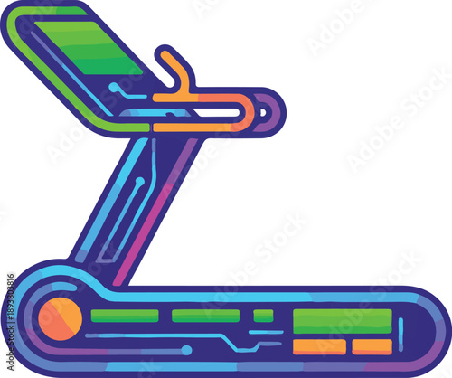 Neon colorful futuristic treadmill for fitness and running exercises at home or gym