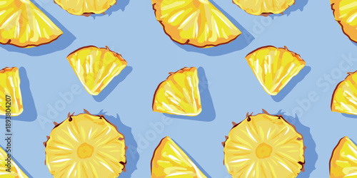 Seamless Pineapple Slices Tropical Fruit Pattern
