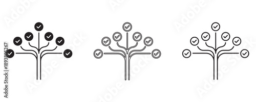 Branching Success: A visual representation of connected elements each marked with a checkmark, symbolizes growth, and successful teamwork.