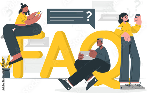 Agile development process with team collaboration. A vector illustration depicting the agile development process with team collaboration. The image shows two characters working together, surrounded.