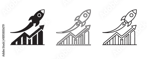 Ascending to New Heights: A graphic illustration of a rocket launching upward alongside a growing bar graph, symbolizing innovation, growth and success. 