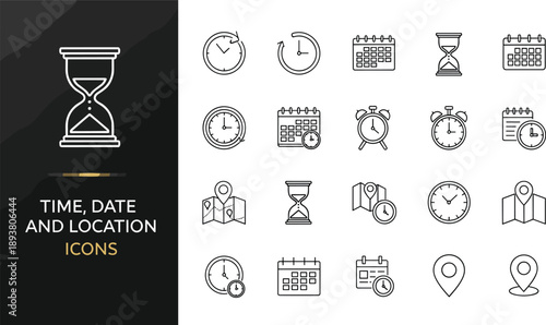 Professional drinking line icon set featuring cocktail martinis, coffee cups, beer glasses, fruit juices with straws, and various beverage symbols for restaurant menu design.