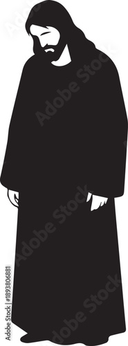 Jesus christ vector silhouette illustration line art messianic figure religious icon