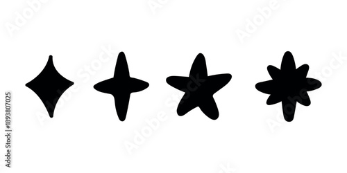 Set of hand drawn vector stars, doodle style
