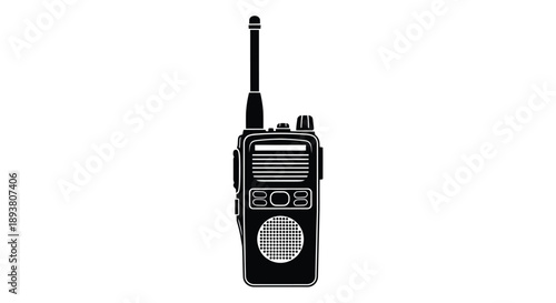 A black silhouette of a walkie talkie isolated on a white background