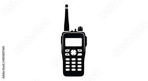 A black silhouette of a walkie talkie shown against a white background